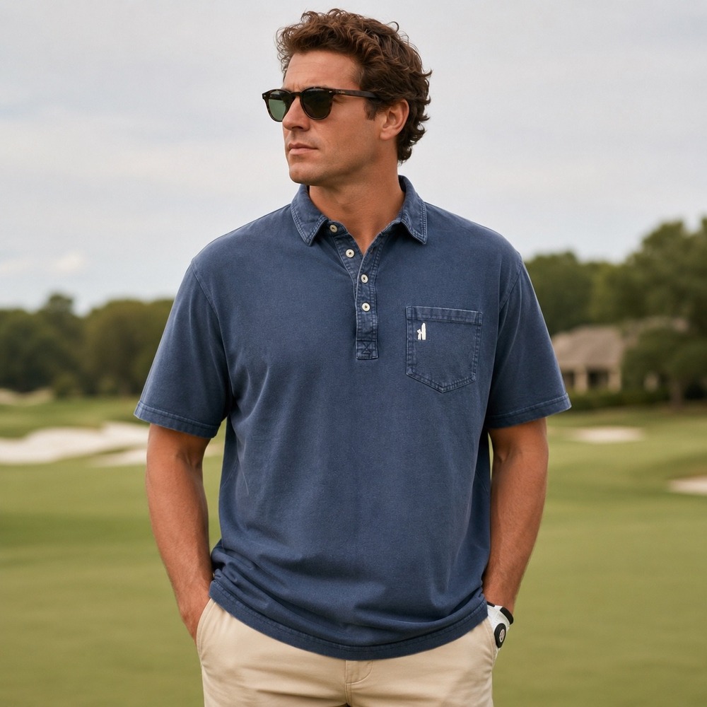 johnnie-O Hangin Out Mens XL Sun-Faded Navy Shirt Polo Surfer Logo Golf Cotton